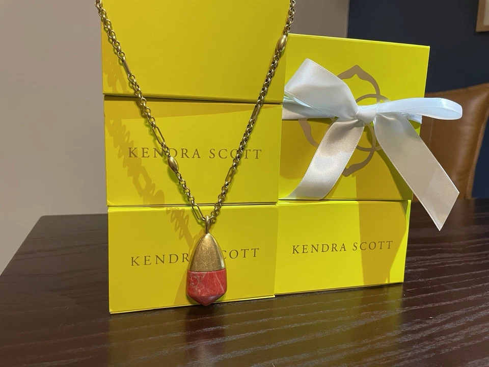 KENDRA SCOTT Freida Oxidized 14K Goldplated Pendant Necklace Burnt Sienna Howlit - Image 3 of 4