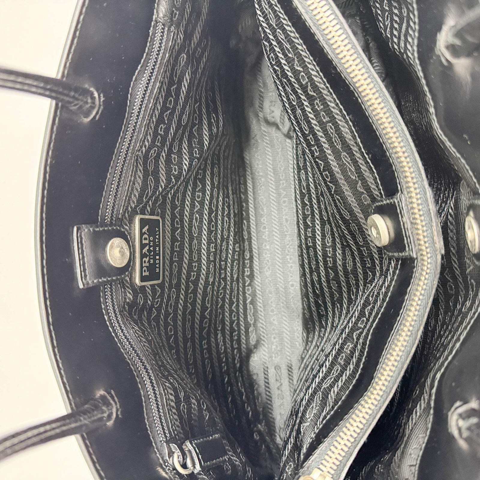 PRADA Black Leather Tote Bag thumbnail 14