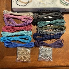 Bracelets Friendship Making Kit Waxed Cords Beads Teen/Adult Instructions NEW