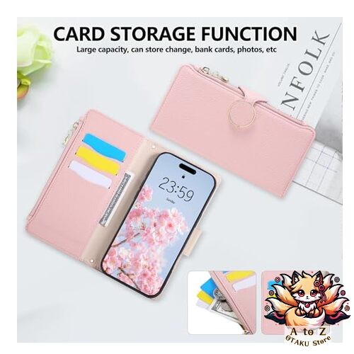 ZTOFERA Custodia a tracolla per iPhone 14 Pro Max, in pelle PU opaca + morbida TPU Flip Wallet Custodia posteriore magnetica con porta carte di credito, cordino per collo di protezione, nero