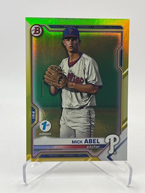 2021 BOWMAN DRAFT 1ST EDITION MICK ABEL RC YELLOW FOIL #D 31/75 SP