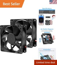 High-Performance 80mm Cooling Fan 2-Pack - 3000RPM Low Noise for Electronics