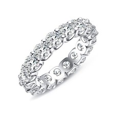 Moissanite Eternity Ring, White Gold Plated Sterling Silver Wedding Band, 5ct...