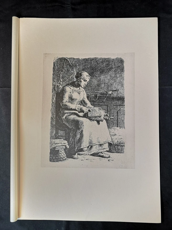 Druck v. 1926: Jean-François Millet, La Cardeuse (1863). Courboin (exc.): - Bild 2 von 2