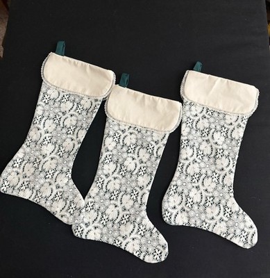 3 Hunter Green Hand Made Christmas Stockings