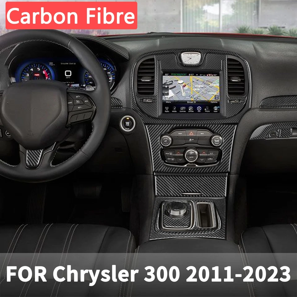 Juego completo de cubierta para decoración interior de coche de fibra de carbono real para Chrysler 300 2011-2023 Foto 3 de 4