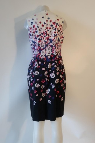 Womens Hobbs London White Black Purple Floral Sleeveless Sheath Dress 10 - Picture 6 of 7