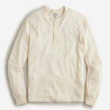 ~J Crew Garment Dyed Slub Cotton Long Sleeve T-shirt Henley M Medium Natural~