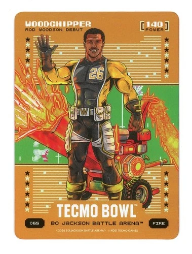 2026 Battle Arena Tecmo Bowl Woodchipper Rod Woodson Fire Orange Battlefoil SP