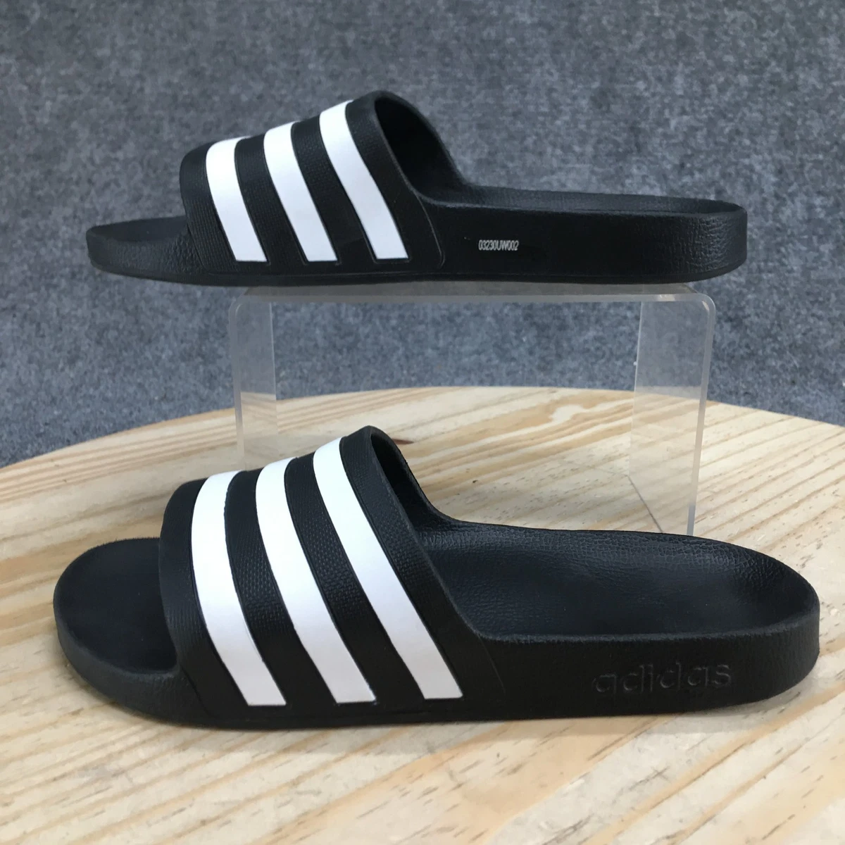 Adidas Mens Slide Sandals Size 14 Black & White Striped Comfortable Slip-On adidas Men main image 2