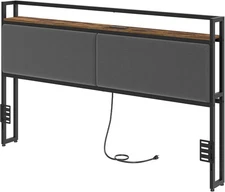 King Size Headboard Only, Upholstered Head Board with Charging Station, King ...