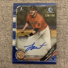 2019 Bowman Draft Chrome Pick Blue Wave Refractor 129/150 Logan Wyatt Auto