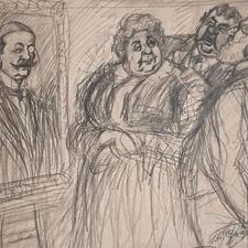 Theodor Grätz Art Criticism Humor Flying Leaves Pencil Drawing Circa 1900