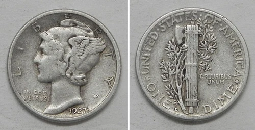 X4706 1927-D Mercury Dime 10c, XF