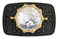 1922 Peace Silver Dollar Pewter Silver Gold Color Belt Buckle EPBB255/8524