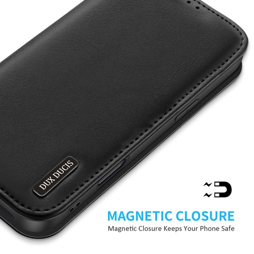 For iPhone16 Pro Max Business Genuine Leather Card Slot Magnetic Folio Flip Case - 第 7/15 張圖片