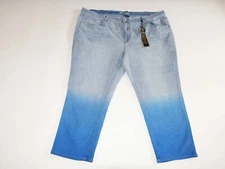 DG2 Diane Gilman Women's Cropped Two Tone Jeans Size 24W NWT Blue 25" Inseam