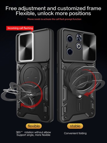 For Infinix Hot 40i /Smart 8 Slide Lens Camera Cover Magnetic Support Case - Imagen 9 de 24