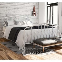 BUSHWICK DOUBLE SIZE BED FRAME BEDSTEAD IN WHITE METAL BY DOREL