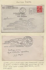 NEW ZEALAND ANTARCTICA 1930 EXPEDITION COVER & CARD AUTOGRAPHED BY JJ BAYER