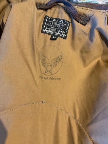 TEX HILL FLYING TIGERS,A-2 AERO HORSEHIDE LEATHER TRIBUTE FLYING JACKET, SIZE 44 - Picture 8 of 17