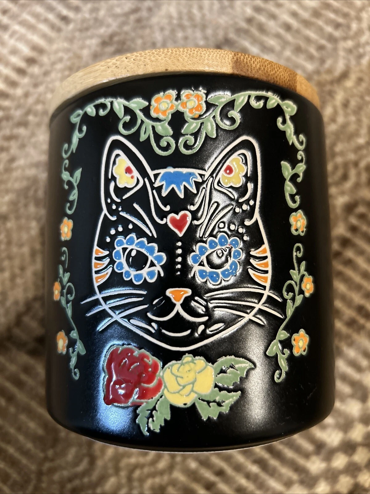 Calvin Sugar Skull-Day of the Dead Canister & Lid Cat 4 1/2”