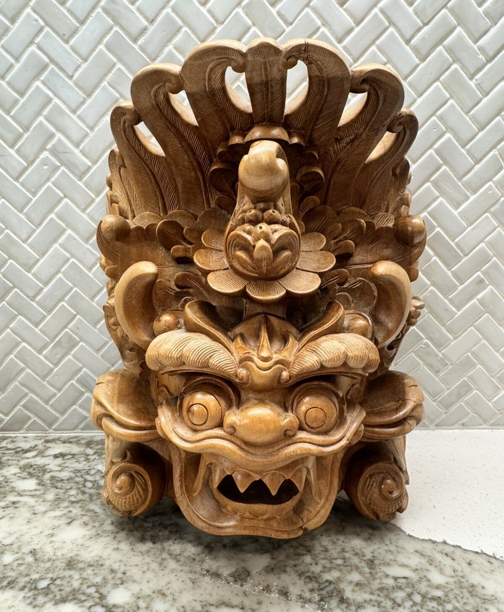 Bali Hand Carved Barong Indonesian Mask Hindu Balinese Puja 
