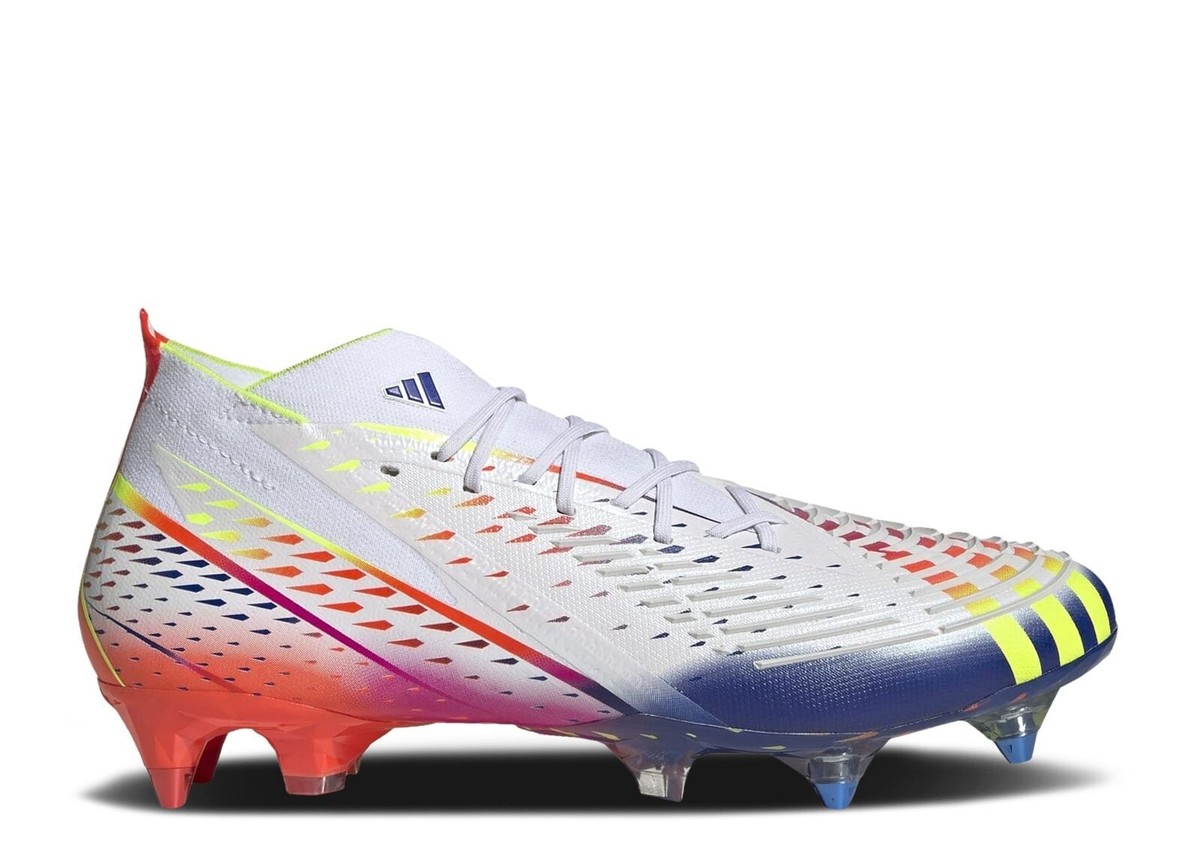 Adidas Predator Edge.1 SG White Blue Soccer Cleats Mens Sizes GW1021 Futbol Adidas Predator Edge.1 SG White Yellow Blue Men main image 2