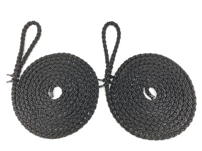 2 x 6 Meter 12 mm schwarz 8 Strang Nylon Festmacher Seile Leinen Segelboote