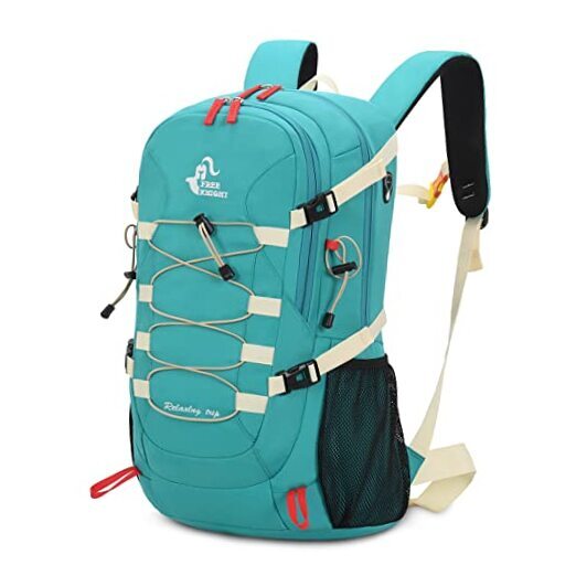 40L Waterproof Hiking Backpack with Rain Cover for Outdoor Travel in Turquoise