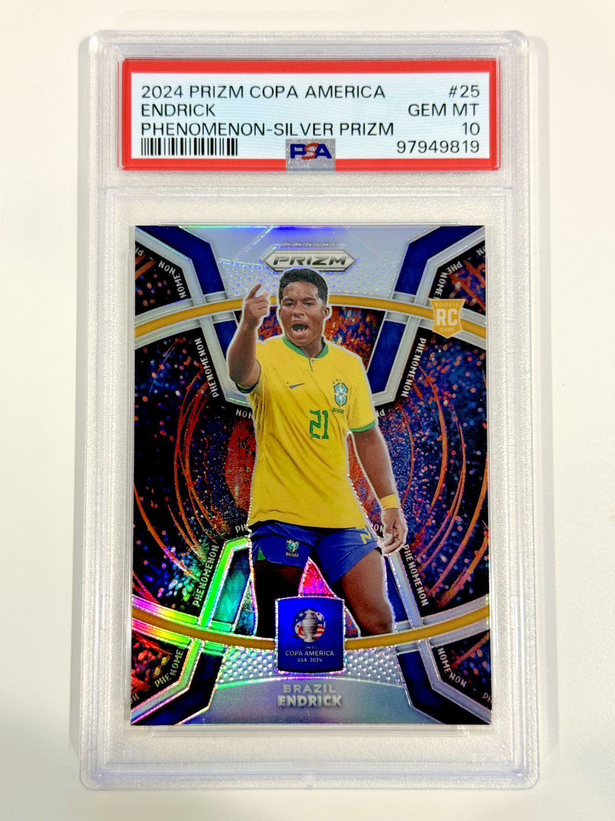 2024 Panini Prizm Copa America Endrick Phenomenon Silver Rookie RC PSA 10