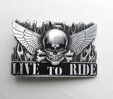 Live to Ride Biker Bike Metal Belt Buckle 3 1/4 inches Made in USA