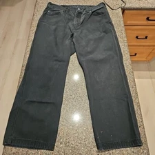 Duluth Trading Co Mens Sz 34x28 Flex Fire Hose Black Jeans Workwear Heavy Duty