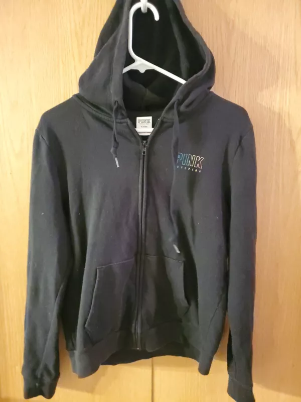 victoria-secret-vs full zip up foil rainbow logo jacket