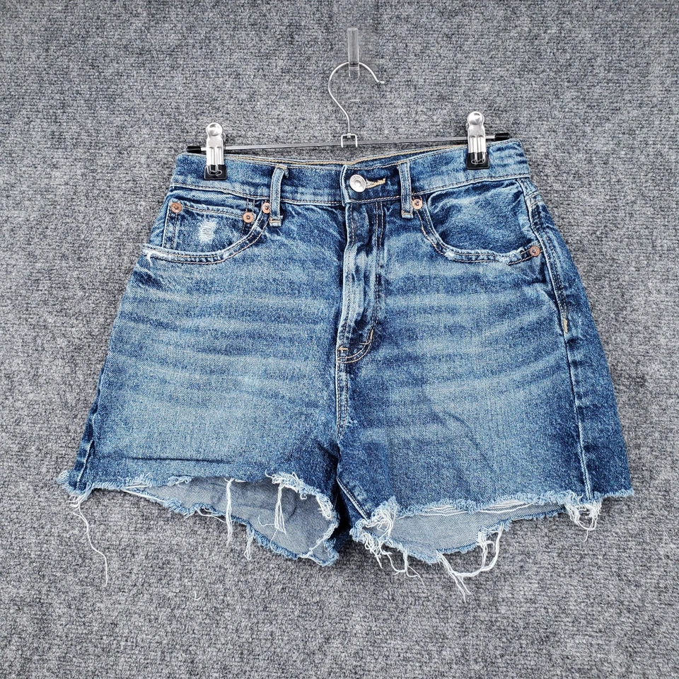 American Eagle 短裤女式 2 蓝色最高腰 90 年代男友热裤牛仔 — 第 3/4 张图片