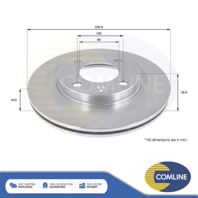 Fits VW Golf Polo Scirocco Seat Ibiza Brake Disc Front Comline #1