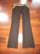 DIANE von FURSTENBERG  Size 4  Chocolate Stretch Silk Wide Flared Leg Pants 72