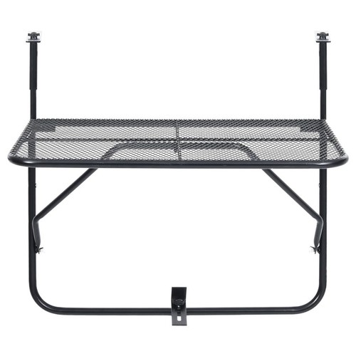 Balcony Railing Table Steel Mesh Hanging Folding Design Industrial Table Black - Picture 5 of 9