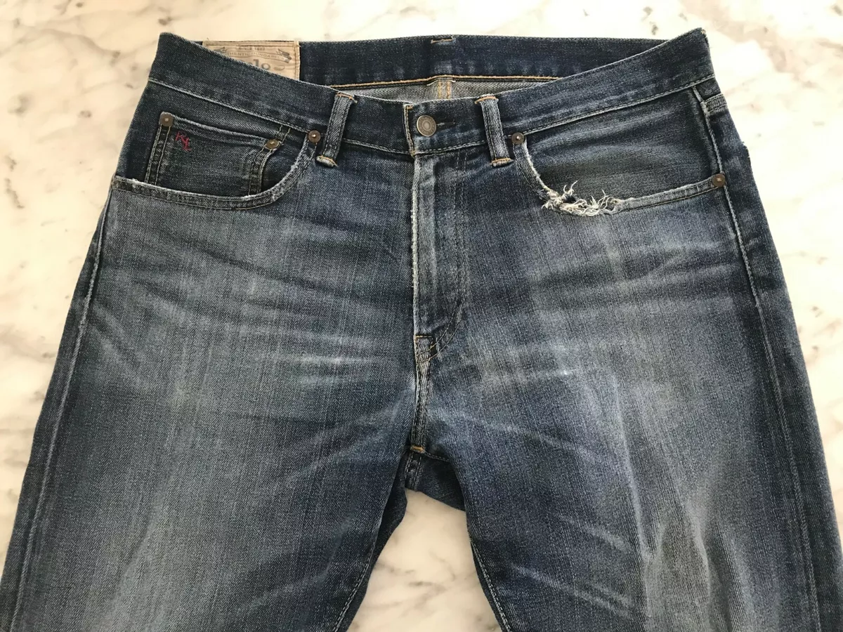 Men s Polo Ralph Lauren Denim Jeans Hampton Straight Red Line Selvedge W32 L30