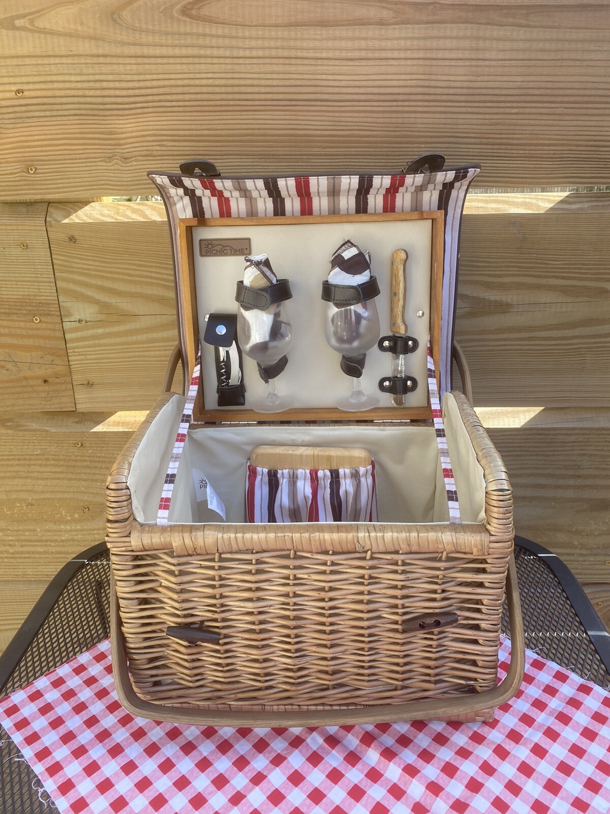 Picnic Time Kabrio 2 Person Wine & Cheese Basket Moka Collection eBay