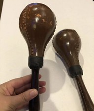 Wooden Handle Round Plastic Top Maracas 10  Brown