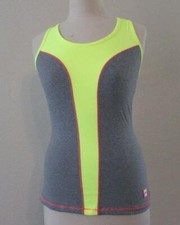 FILA XL baseline neon yellow gray pink racer back athletic tennis tank top