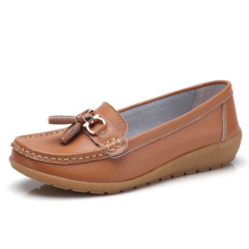 Women Flat Plus Size 44 Women Genuine Leather Shoes Slipony Low Heels Loafers - Picture 34 of 38