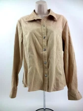 Liz Claiborne Womens Suede Snap Button Down Beige No Pocket Short Jacket L