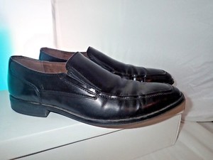 steve madden black leather slip ons