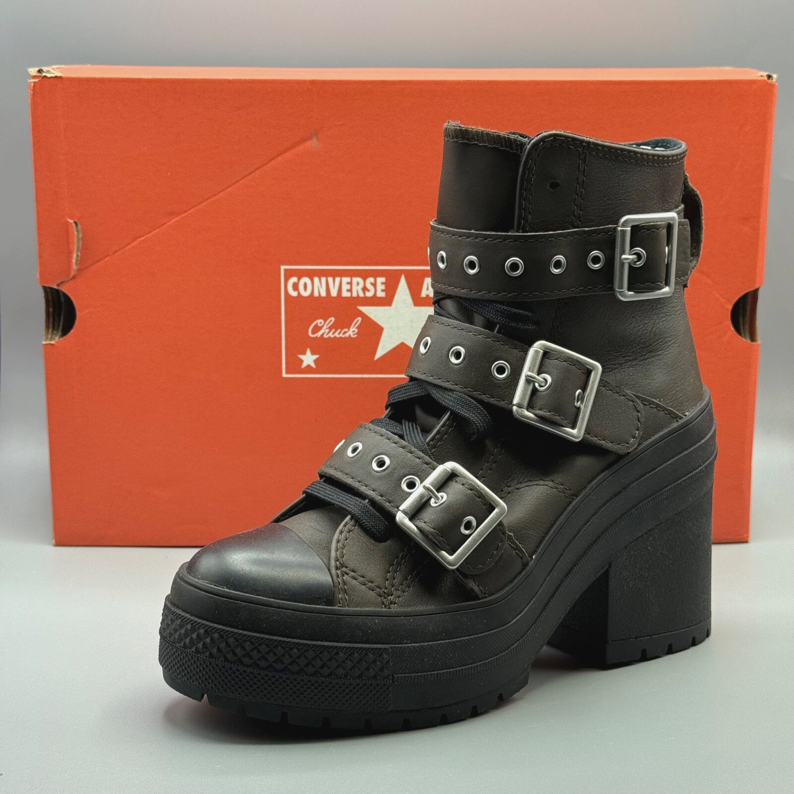 Converse Chuck 70 De Luxe Womens Platform Boots Brown Buckles Size 6.5 A12209C-image