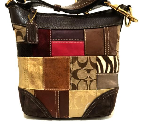 MINT Coach Holiday Multi Patchwork SM Duffle Mess… - image 1