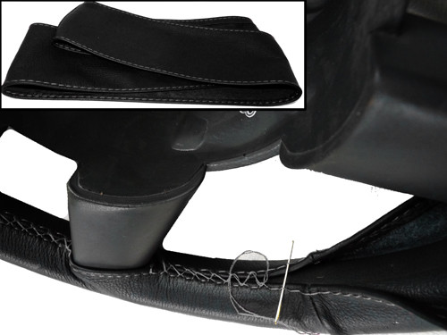 CUBIERTA DE VOLANTE DE CUERO REAL PARA ISUZU TROOPER 1997-2004 GRIS COSTURAS NUEVA - Imagen 2 de 2