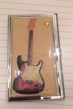Retro 1960s Stratocaster Electric Guitar Business Card Holder Credit Card Case