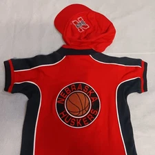 Nebraska Cornhuskers Basketball Romper with Ballcap 12mo NWOT Mighty Mac Sports